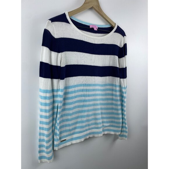 Lilly Pulitzer Women's Medium Cotton Breton Stripe Knit Beachy Nautical Sweater - Picture 4 of 13